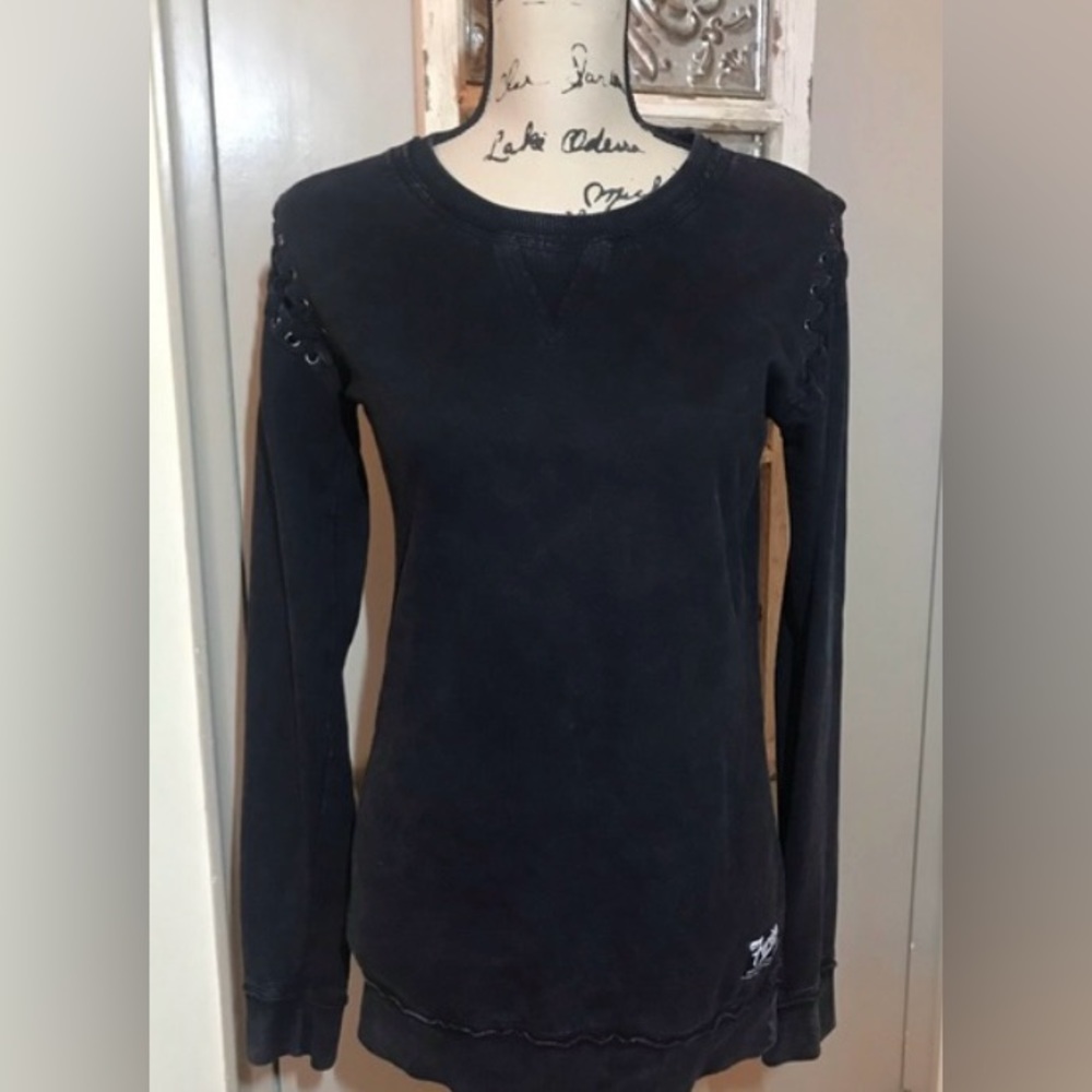 Affliction Fast And Furious Lace Up Sleeve Crewneck Sweatshirt